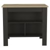 Rockaway 3-Shelf Kitchen Island Black Wengue and Light Oak - as Pic