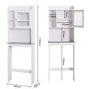 Modern Over The Toilet Space Saver Organization Wood Storage Cabinet for Home; Bathroom -White - White