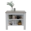 Rockaway 3-Shelf Kitchen Island White and Light Grey - as Pic