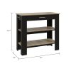 Rockaway 1-Drawer 2-Shelf Kitchen Island Black Wengue and Light Oak - as Pic