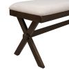 TOPMAX Farmhouse Rustic Wood Kitchen Upholstered Dining Bench; Brown+ Beige - as Pic