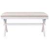 TOPMAX Farmhouse Rustic Wood Kitchen Upholstered Dining Bench; Beige+White - as Pic