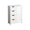 White Bathroom Storage Cabinet; Floor Cabinet with Adjustable Shelf and Drawers - White