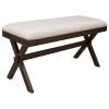 TOPMAX Farmhouse Rustic Wood Kitchen Upholstered Dining Bench; Brown+ Beige - as Pic