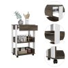 Dering 1-Drawer 2-Shelf Kitchen Cart with Caster White and Dark Walnut - as Pic