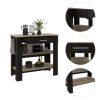 Rockaway 1-Drawer 2-Shelf Kitchen Island Black Wengue and Light Oak - as Pic