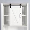 Over-the-Toilet Storage Cabinet; Space-Saving Bathroom Cabinet; with Adjustable Shelves and A Barn Door 27.16 x 9.06 x 67 inch - White