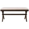 TOPMAX Farmhouse Rustic Wood Kitchen Upholstered Dining Bench; Brown+ Beige - as Pic