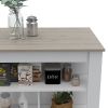 Rockaway 3-Shelf Kitchen Island White and Light Grey - as Pic