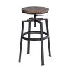 Set of 2 Swivel Adjustable Height Bar Stool - WALNUT & BLACK - as Pic