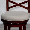 24" Counter Height X-Back Swivel Stool; Cherry Finish; Beige Fabric Seat - as Pic