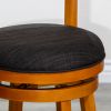 24" Counter Height Slat Back Swivel Stool; Natural Finish; Charcoal Fabric Seat - as Pic