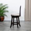 24" Counter Height X-Back Swivel Stool; Espresso Finish; Beige Fabric Seat - as Pic