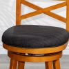 24" Counter Height X-Back Swivel Stool; Natural Finish; Charcoal Fabric Seat - as Pic