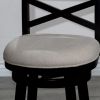 24" Counter Height X-Back Swivel Stool; Espresso Finish; Beige Fabric Seat - as Pic