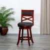 24" Counter Height X-Back Swivel Stool; Cherry Finish; Charcoal Fabric Seat - as Pic