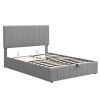 Full size Upholstered Platform bed with a Hydraulic Storage System  - Gray