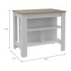 Cala Kitchen Island Antibacterial; Three Shelves; Four Legs -Light Oak / White - as Pic