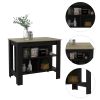 Cala Kitchen Island; Four Legs; Three Shelves -Black / Light Oak - as Pic