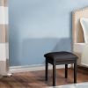 Vanity Stool Wood Dressing PU Padded Chair Makeup Piano Seat Make Up Bench; Black - as Pic