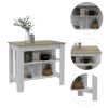 Cala Kitchen Island Antibacterial; Three Shelves; Four Legs -Light Oak / White - as Pic