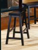 29-inch Bar Height Stools Set of 2pc Saddle Seat Solid Wood Casual Dining Home Furniture - Black