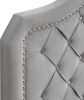 Velvet Button Tufted-Upholstered Bed with Wings Design - Strong Wood Slat Support - Easy Assembly - Light Gray