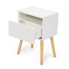 Set of 2 Modern Nightstand, Bedroom Endtable with Drawer, Shelf, Bedside Furniture for Living Room, - white