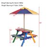 4-Seat Outdoor Kids Picnic Table Bench Set with Removable Umbrella - Multicolor