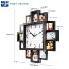 Photo Frame Clock Picture Collage 12-Picture Display Wall Clock Photowall Wall Hanging Home Decor - Black