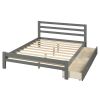 Wood platform bed with two drawers, full - Gray