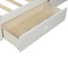 Wood platform bed with two drawers, full - White