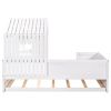 Twin Size House Low Loft Bed with Trundle - White