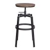 Set of 2 Swivel Adjustable Height Bar Stool - WALNUT & BLACK - as Pic