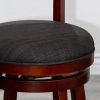 24" Counter Height Slat Back Swivel Stool; Cherry Finish; Charcoal Fabric Seat - as Pic