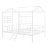 Metal House Bed Frame Full Size with Slatted Support No Box Spring Needed  - White