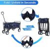 YSSOA Rolling Collapsible Garden Cart Camping Wagon; with 360 Degree Swivel Wheels &amp; Adjustable Handle; 220lbs Weight Capacity; Blue - as Pic