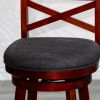 24" Counter Height X-Back Swivel Stool; Cherry Finish; Charcoal Fabric Seat - as Pic