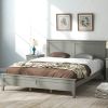 Modern  Solid Wood Queen Platform Bed - Gray