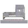 Twin Size House Low Loft Bed with Trundle - Gray