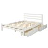 Wood platform bed with two drawers, full - White