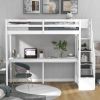 Twin Size Loft Bed with Storage Staircase and Built-in Desk - White