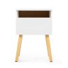 Set of 2 Modern Nightstand, Bedroom Endtable with Drawer, Shelf, Bedside Furniture for Living Room, - white