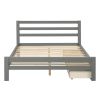 Wood platform bed with two drawers, full - Gray