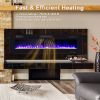 68 Inch Ultra-Thin Electric Fireplace Recessed Wall Mounted with Crystal Log Decoration - black