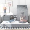 Twin Size House Low Loft Bed with Trundle - Gray