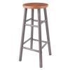 Huxton 2-Pc Bar Stools; 29"; Gray & Teak - 36630