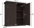 Bathroom wall cabinet; space saving storage cabinet above toilet; medicine cabinet with 2 doors and adjustable shelves; cupboard - BROWN