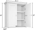 Bathroom wall cabinet; space saving storage cabinet above toilet; medicine cabinet with 2 doors and adjustable shelves; cupboard - WHITE