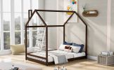 Full Size House Bed Wood Bed - Espresso